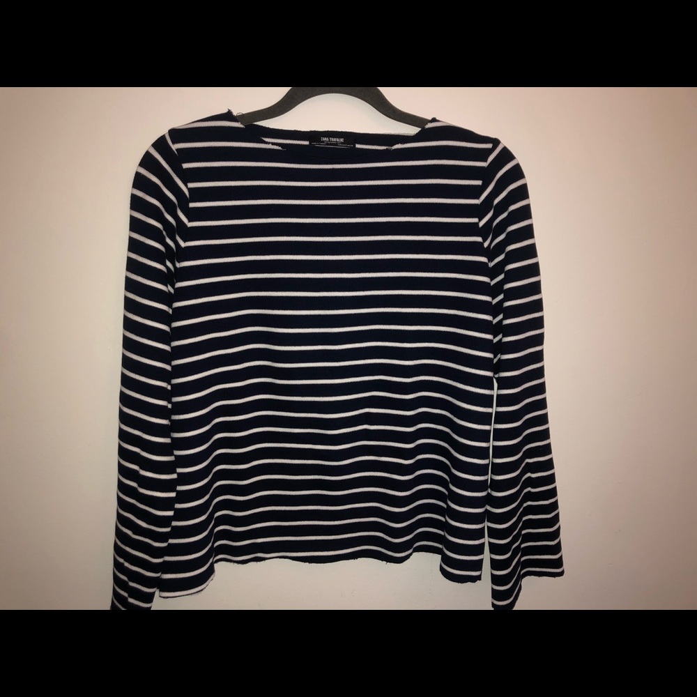 Black and white striped Zara top